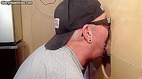 Cumloving gloryhole mature gay sucks rod in home BJ video
