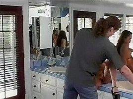 Cute Asian bends over to get her cumhole plowed in the bathroom