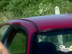 Cute Rain Gets Wet Washing Car With Lesbo