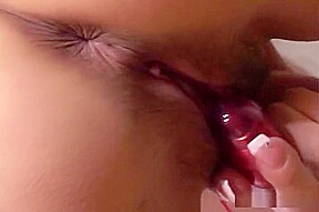 Cute babe masturbates home alone