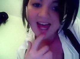 Cute brunette alternative girl masturbating for her webcam chat
