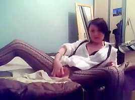Cute brunette alternative girl masturbating for her webcam chat