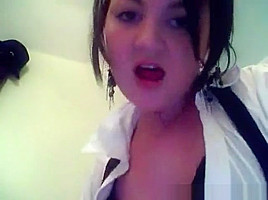 Cute brunette alternative girl masturbating for her webcam chat