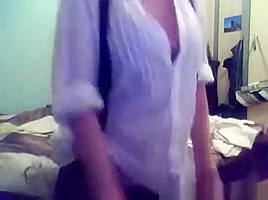 Cute brunette alternative girl masturbating for her webcam chat