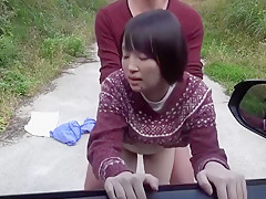 Cute tiny Japanese fucked outdoors