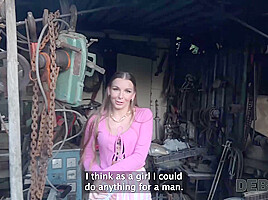 DEBT4k  Debt collector got so horny when he saw hot debtor’s sex toys collection