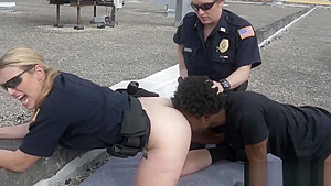 Deep interracial hardcore fuck with criminal on roof