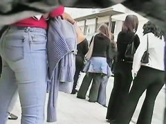 Denim jeans and nice ass on the stations