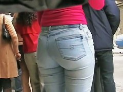 Denim jeans and nice ass on the stations