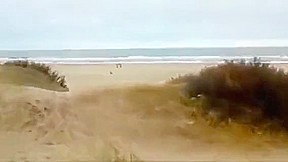 Deserted sex on a deserted beach! Wife sucks well and gets creampie