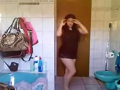 Desi Pakistani immature Striping In The Bathroom
