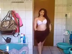 Desi Pakistani immature Striping In The Bathroom