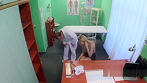 Doctor fucks blond beauty in office
