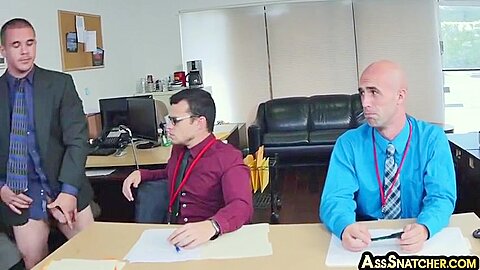 Dominant Gay Boss Fucks Hairyass Bottom In Office 3some