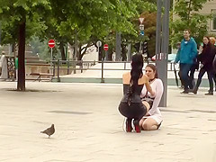 Double penetration public Euro sex