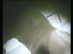 Dressing room girl towels hairy nub and dresses after shower