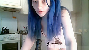 Eastern European slut dancing in her kitchen