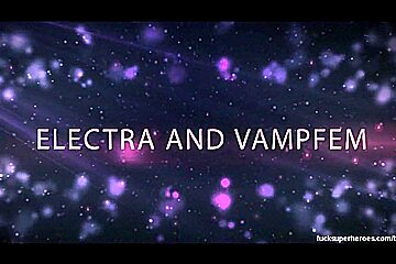 Electra and Vampirella get dirty in this lesbian bedroom romp