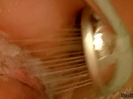 Emo Emily Rubbing shower on her pussy