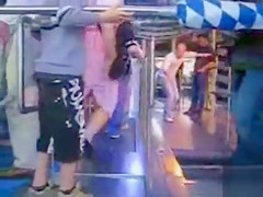 Escalator air uncovers tight panties