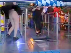 Escalator air uncovers tight panties