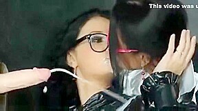 Euro Lez Sucking Fake Cock