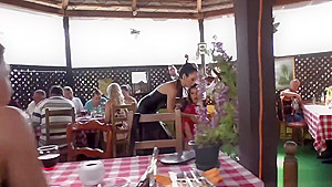 Euro babe fuck in restaurant