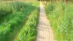 Euro girl sucking cock in forest