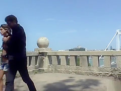 Euro spinner in denim cutoffs humiliated in public