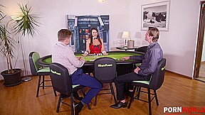 Ever-horny card dealer Chloe Lamour's ass & pussy double penetrated by 2 gentlemen GP1114 - PornWorld