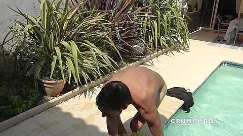 Exhi Bareback In The Swimming Pool With Eric And Jess - CrunchFrenchBareback