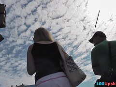 Extremely hot golden-haired upskirt