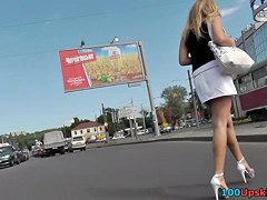 Extremely hot golden-haired upskirt