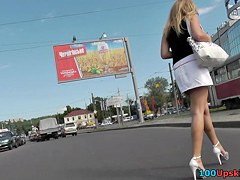 Extremely hot golden-haired upskirt