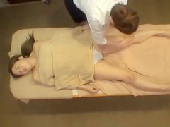 Fashionable Asian woman fingered by her therapist