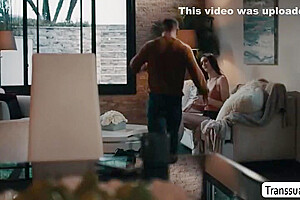 Fat Stepdad Gets Bareback Fucked By Shemale Stepdaughter