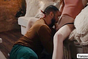 Fat Stepdad Gets Bareback Fucked By Shemale Stepdaughter