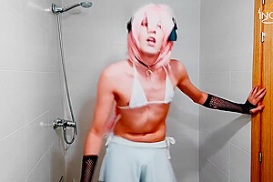Femboy Strips Masturbates And Cums Over You