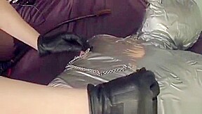 Femdom Humiliates Mummified Subject With Hj