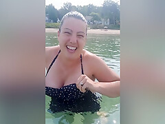 Flashing My Big Tits At Public Beach