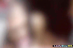 Flat Chested Asian Ladyboy Gets Barebacked Real Hard