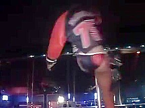 Flexible black stripper on the stage dacing