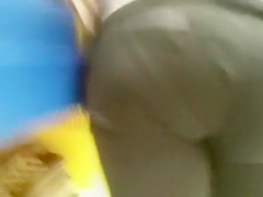 Following a female ass and stroking penis in public