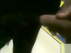 Following a female ass and stroking penis in public