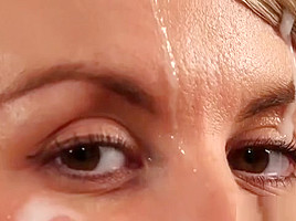 Foxy Model Gets Sperm Shot On Her Face Sucking All The Spunk