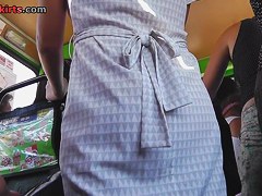 Free up petticoat of sweetheart on the bus