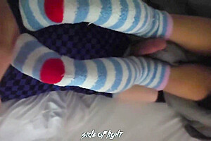 Fuzzy Socks Feminized Submissive Footjob & Sex - Socks And Feet - Video 5