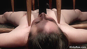 Gagged Sub Chained In Backbend Position With Casey Calvert