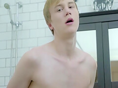 Gay Porn - Skinny Twink Solo Wanks His Hard Cock In The Bathroom 8 Min