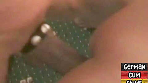 German amateur bottom fucked in 3way while sucking cock
